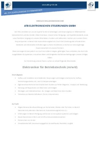 Elektroniker für Betriebstechnik