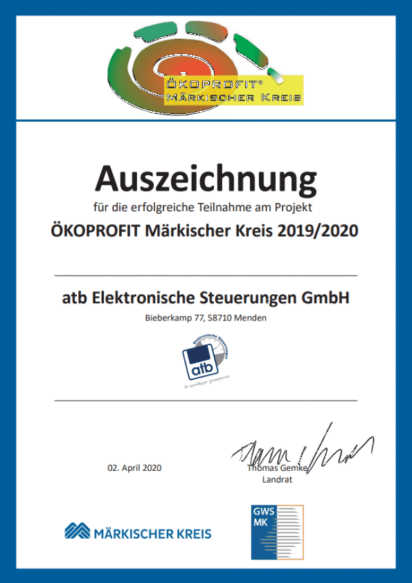 Ökoprofit - atb Elektronische Steuerungen GmbH